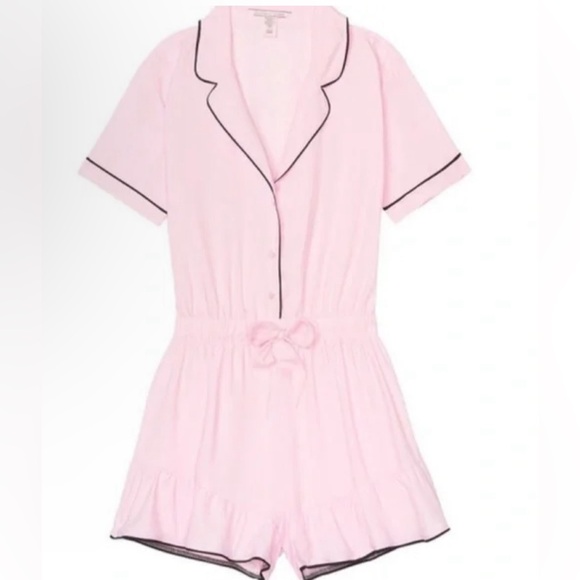 Victoria’s Secret Pink & Black Trim Satin Romper EUC SZ. S - Picture 4 of 10